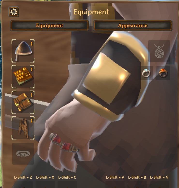 Rings on the fingers in the equipment preview